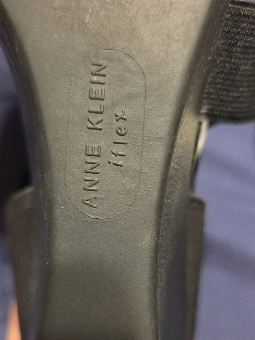 Anne Klein Black D'Orsay Flats with Elastic Strap